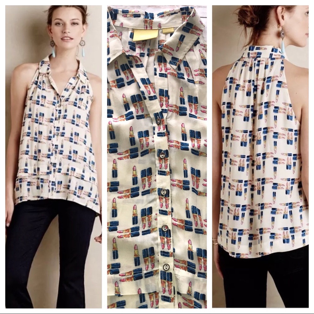 ANTHROPOLOGIE {MAEVE} • Lipstick Tank Blouse- 10